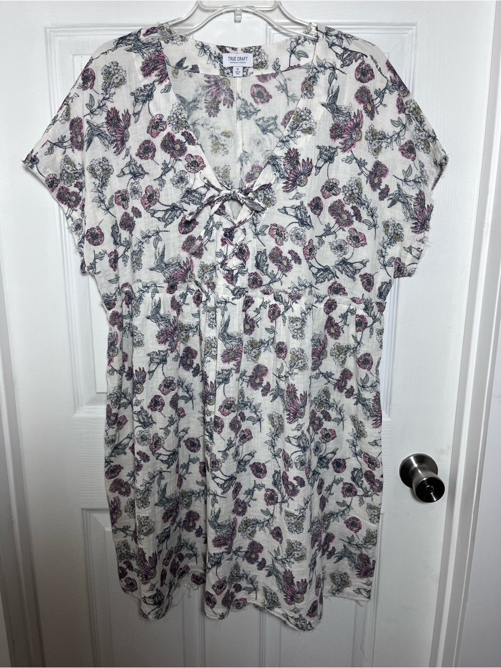 True Craft Cotton Dress with Purple Floral Print